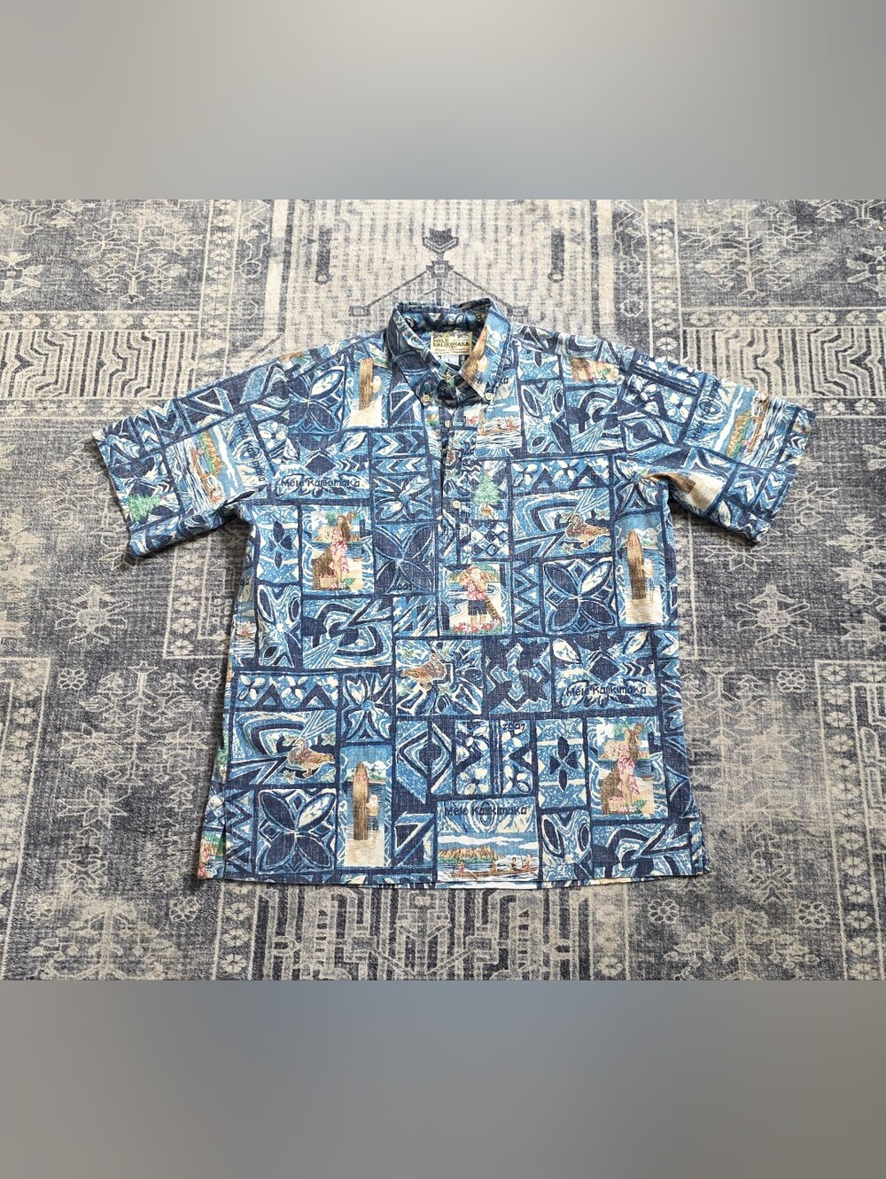 Mele kalikimaka X Reyn Spooner vintage Christmas Hawaiian Surfing Santa Claus L